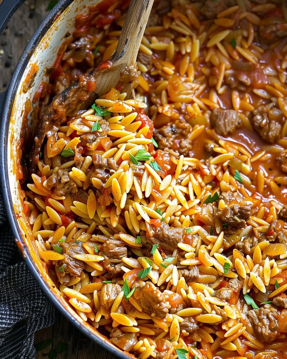 One Pot Tomato Beef Orzo
