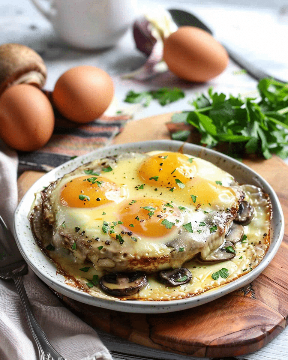 Sunday Sunshine Baked Eggs in Mushrooms