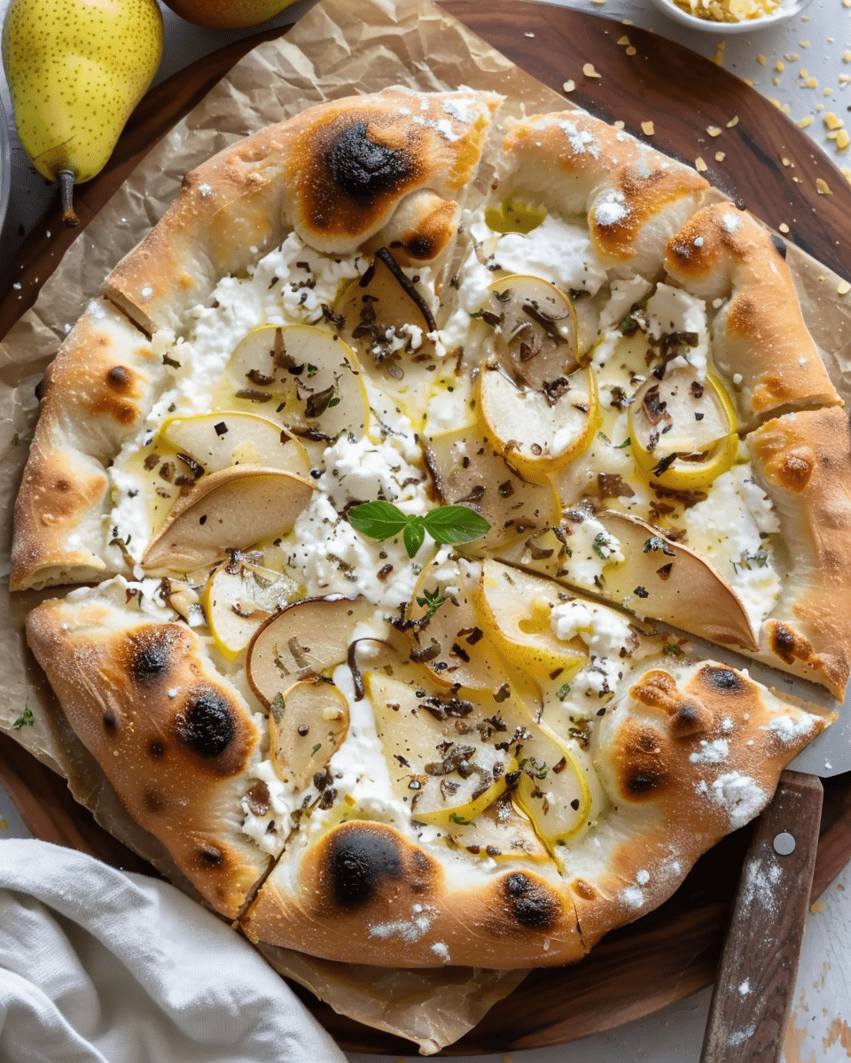 Truffle Pizza with Pear and Ricotta