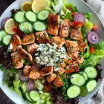 Crispy Salmon Salad with Creamy Lemon Feta Dressing