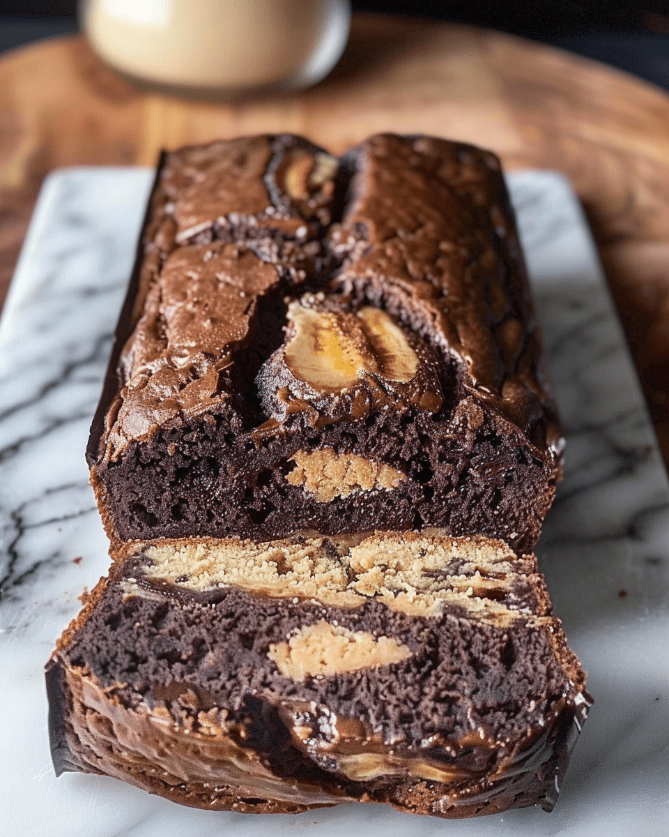 Peanut Butter Cream Cheese Filled Chocolate Banana Bread