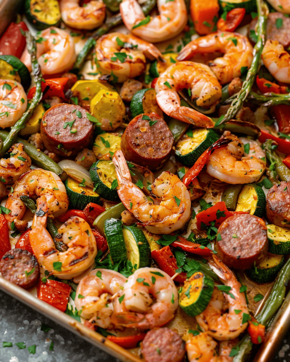 Cajun Sheet Pan Shrimp, Sausage, and Veggies