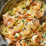Salmon and Shrimp Alfredo Pasta