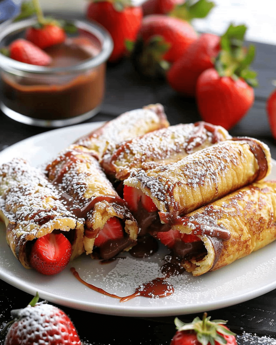 Strawberry Nutella French Toast Roll Ups