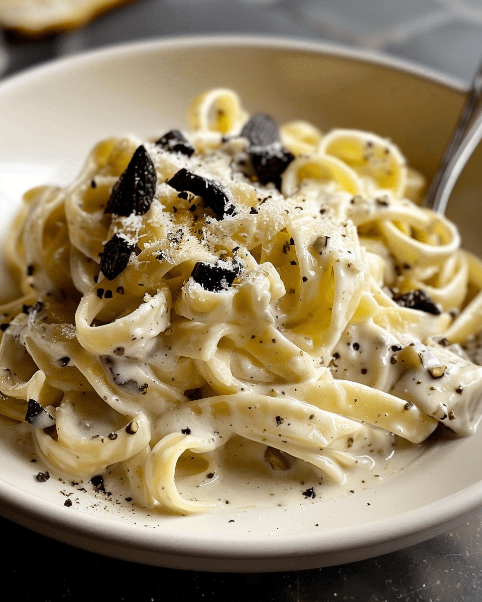 Pasta with Black Truffle Cream Sauce