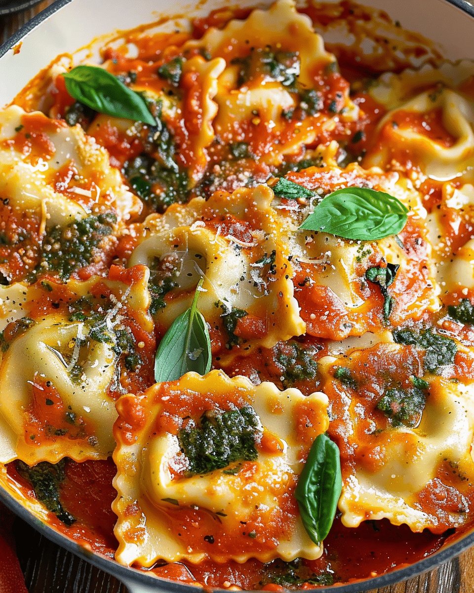 Red Pesto Ricotta Ravioli