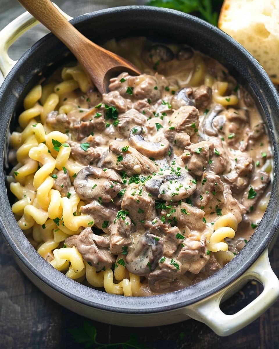 Slow Cooker Creamy Beef Stroganoff