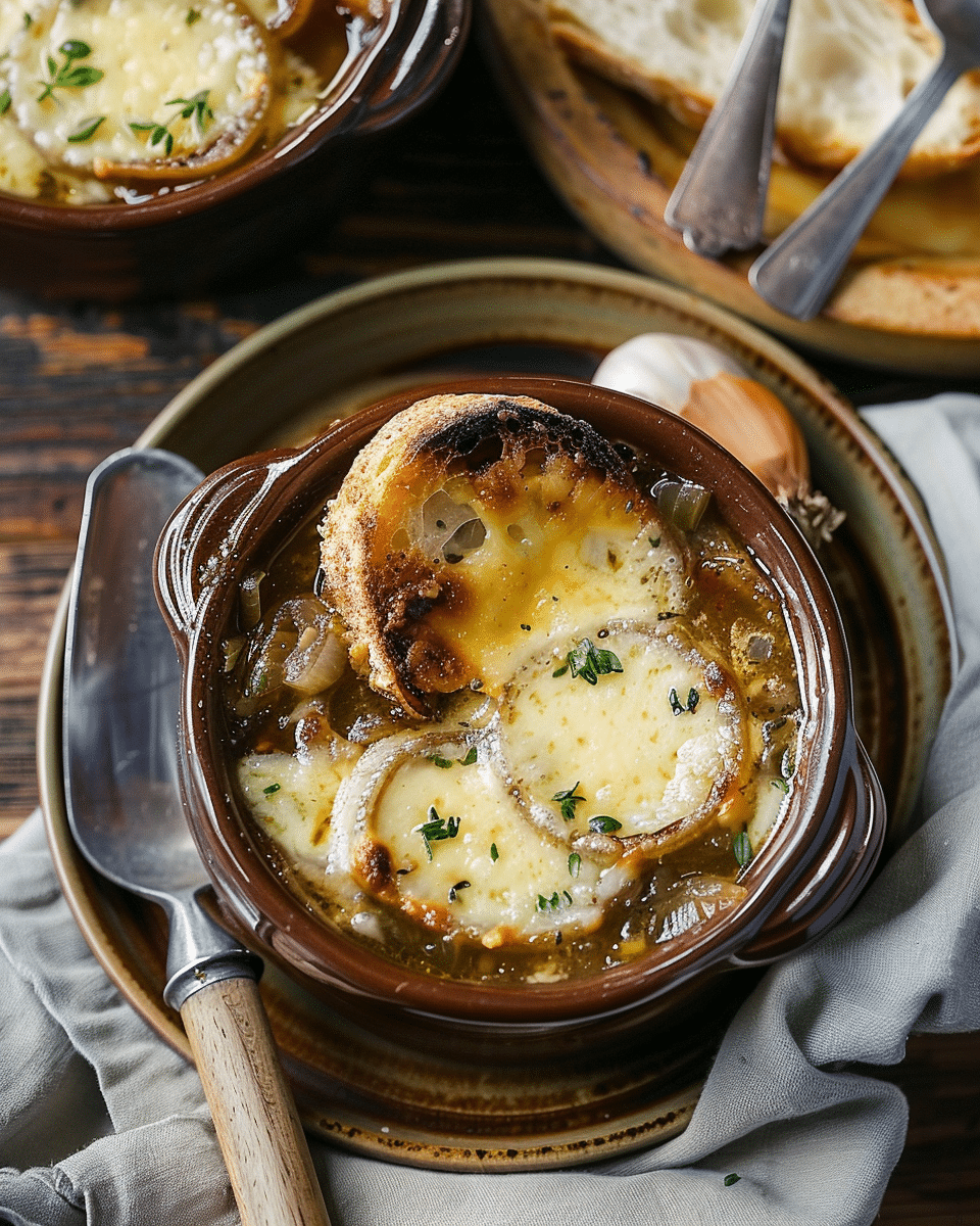 French Onion Soup with Garlic Butter Croutons