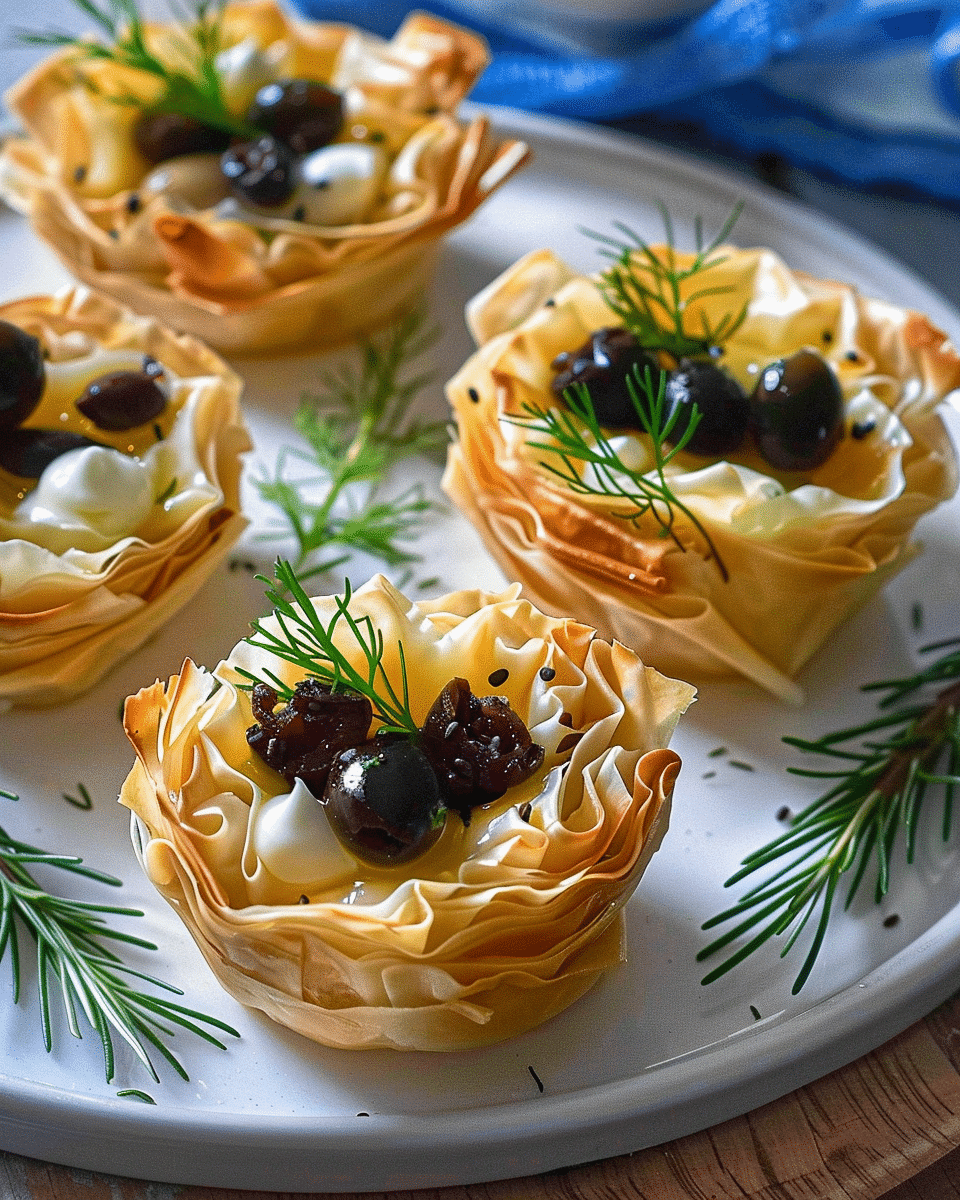 Fennel-Orange Phyllo Cups with Oil-Cured Olives