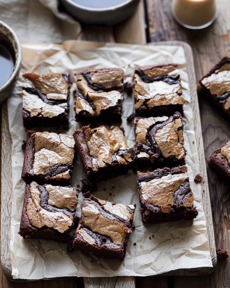 Mocha Brownies with Olive Oil and Tahini Swirl