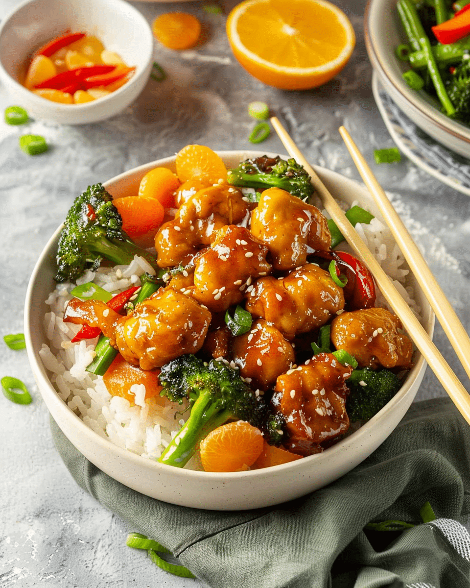 Crispy Orange Chicken and Vegetable Bowl