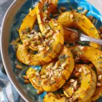 Roasted Delicata Squash with Honey, Parmesan, and Pine Nuts