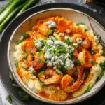 Crispy Buffalo Shrimp and Creamy Blue Cheese Grits