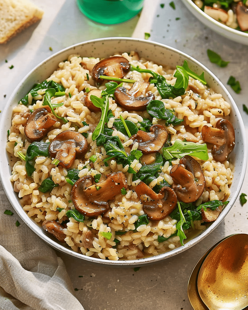 Chicken Risotto with Mushrooms and Spinach