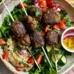 Lamb Kofta with Fattoush Salad and Hummus