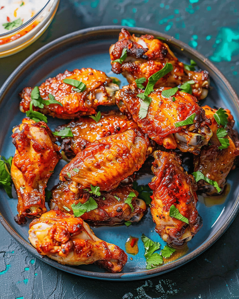Air Fryer Chicken Wings with Harissa Hot Honey