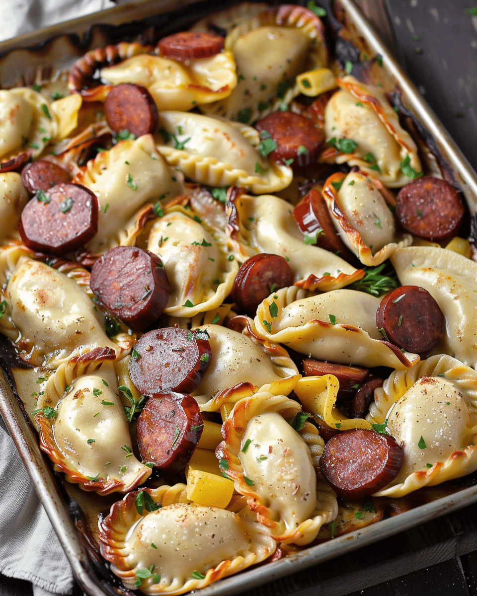 Sheet Pan Pierogies and Kielbasa