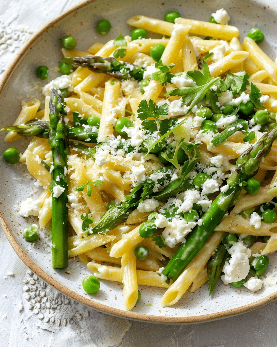 Spring Vegetable Pasta with Goat Cheese