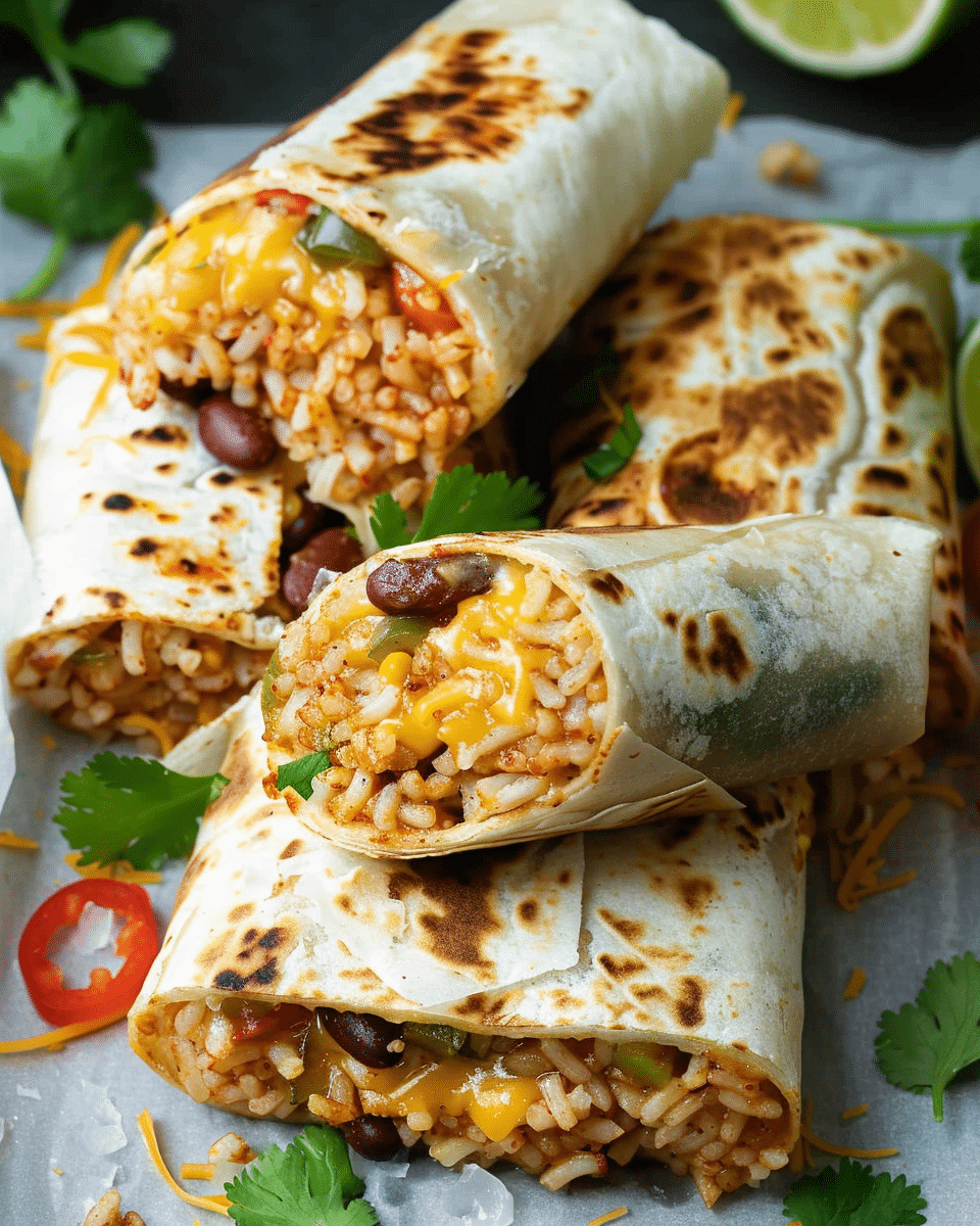Cheesy Bean and Rice Burrito