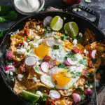 Crispy Chilaquiles with Salsa Verde, Chorizo and Egg