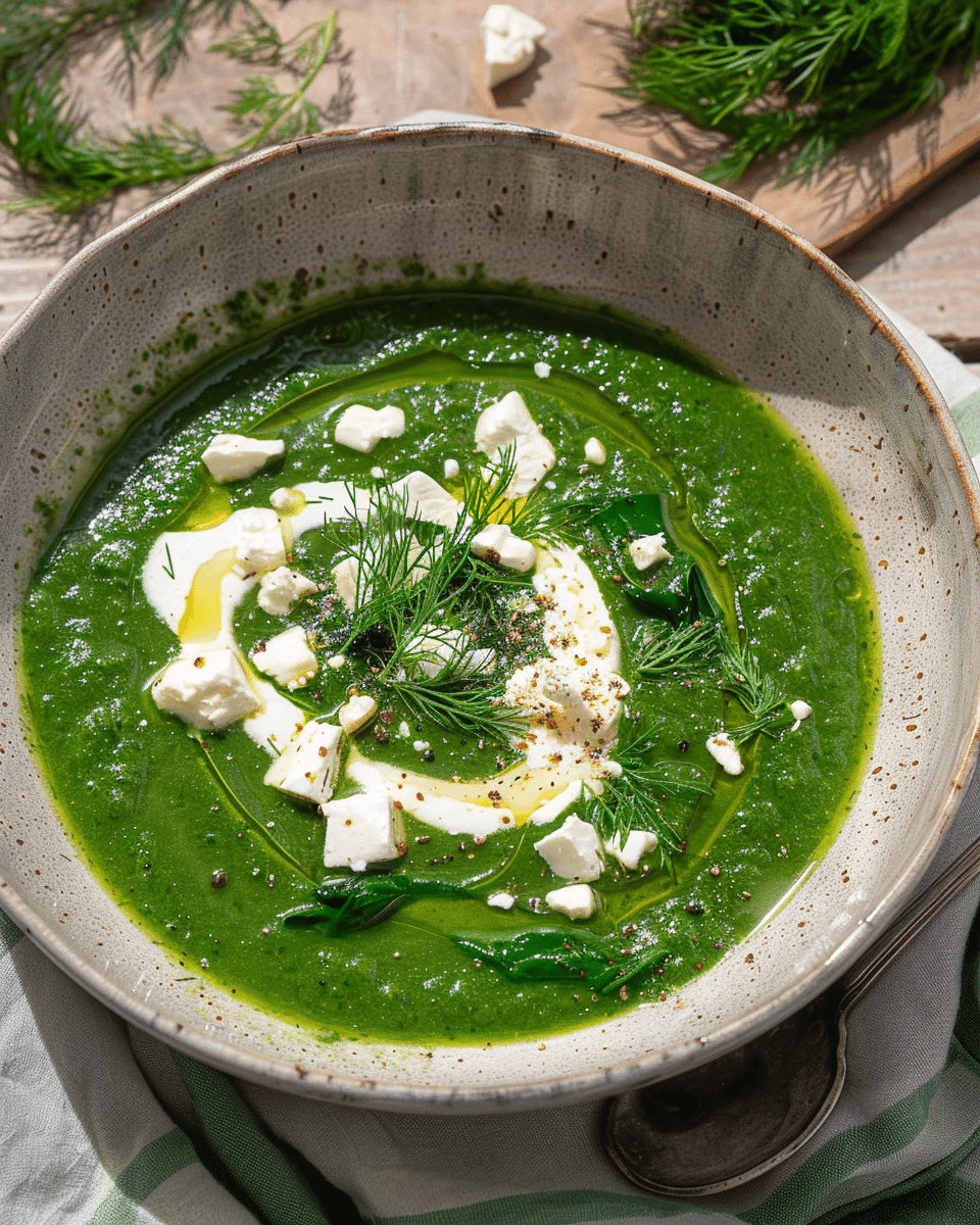 Spinach Soup with Feta and Dill