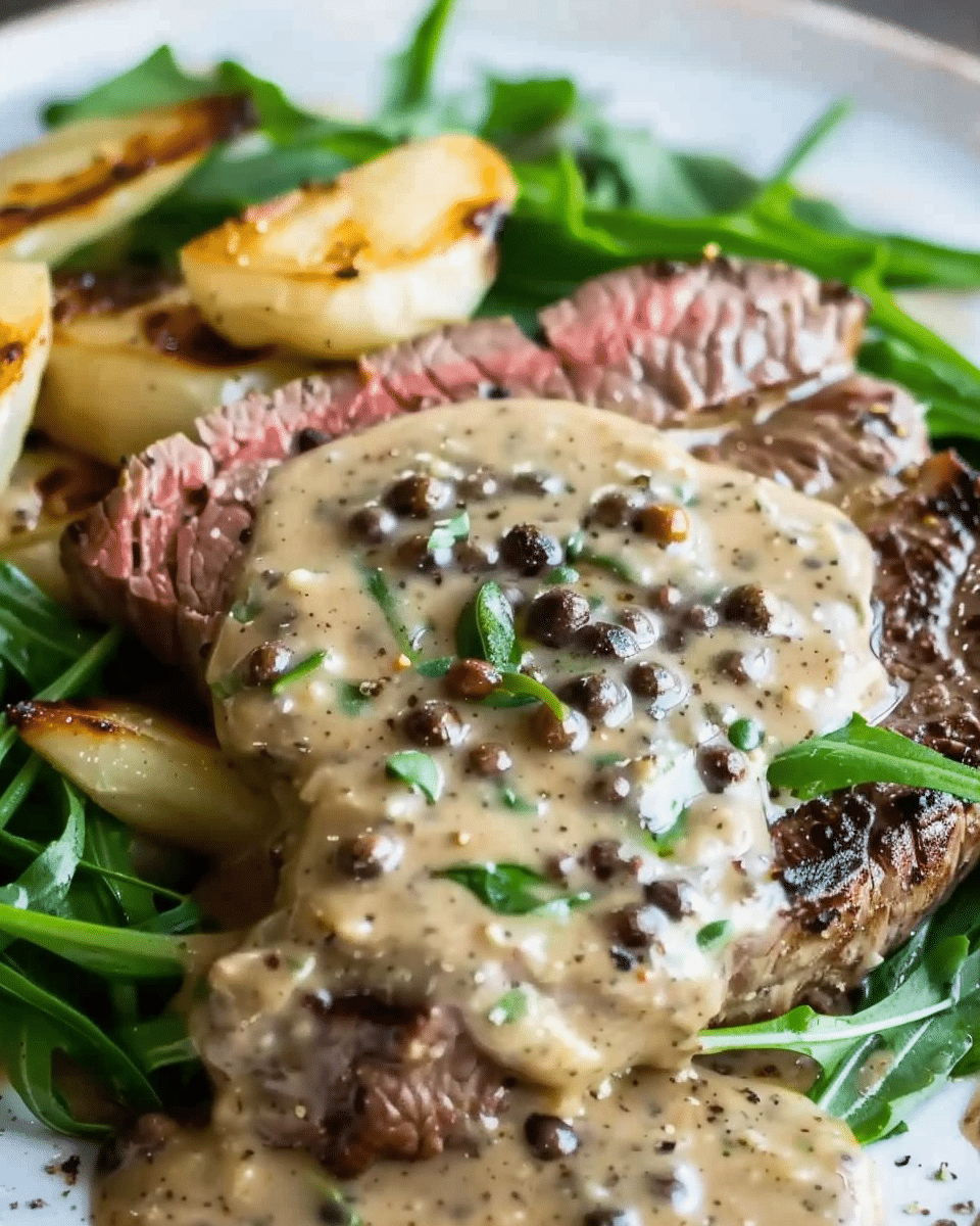 Steak with Peppercorn Sauce