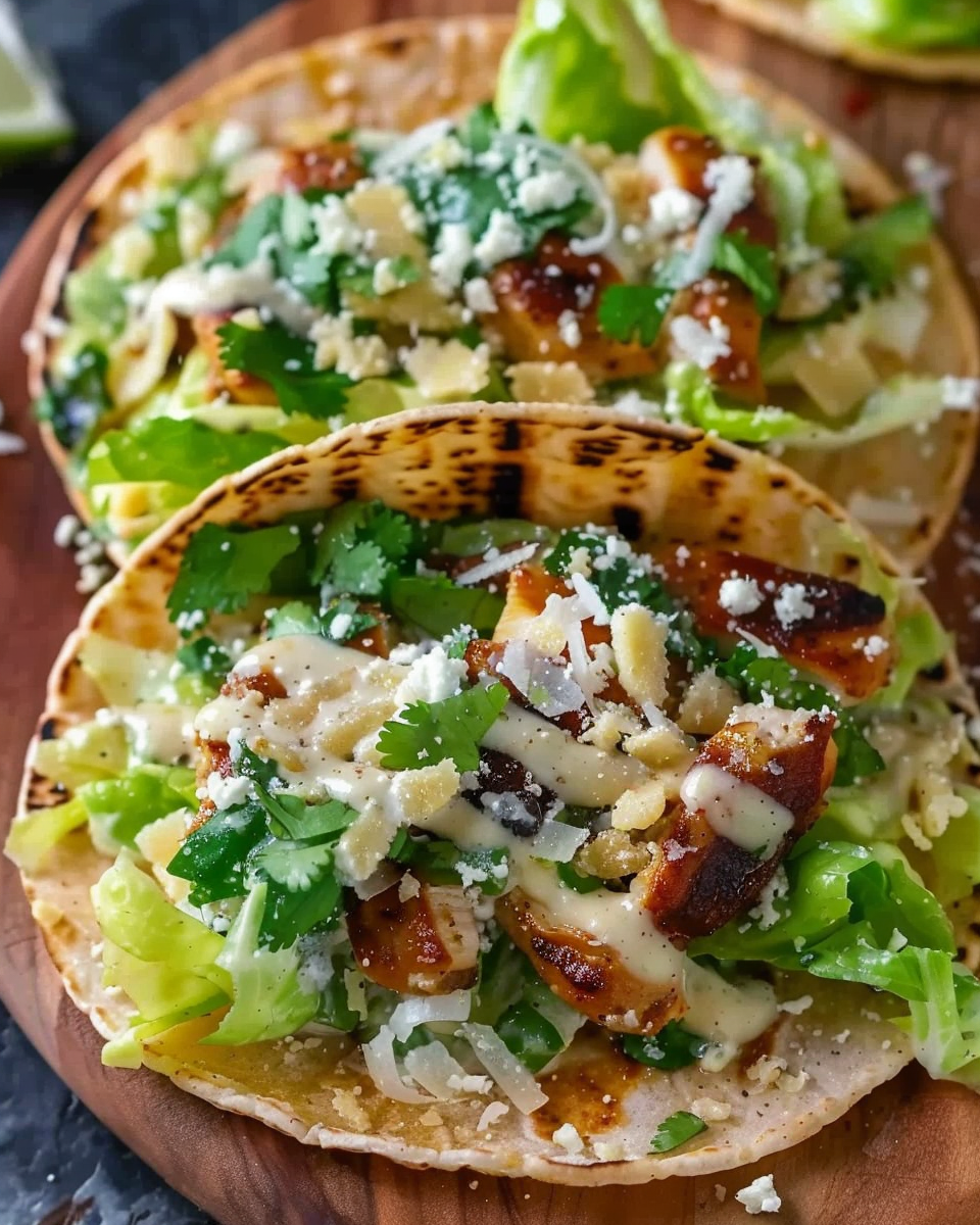 Chicken Caesar Smash Tacos