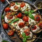Grilled Eggplant, Roasted Tomatoes and Burrata Cheese with Garlic Herb Breadcrumbs