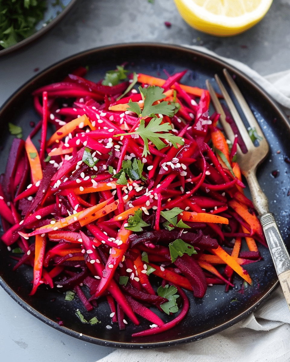 Vibrant Apple Beet Carrot Salad with Lemon Dressing