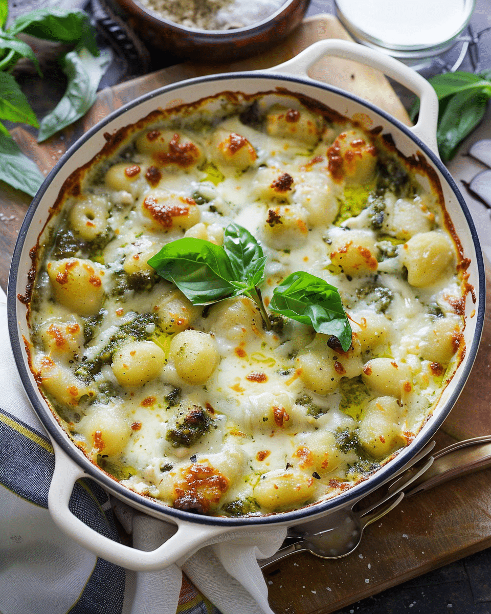 Chicken Gnocchi Bake with Creamy Pesto Sauce