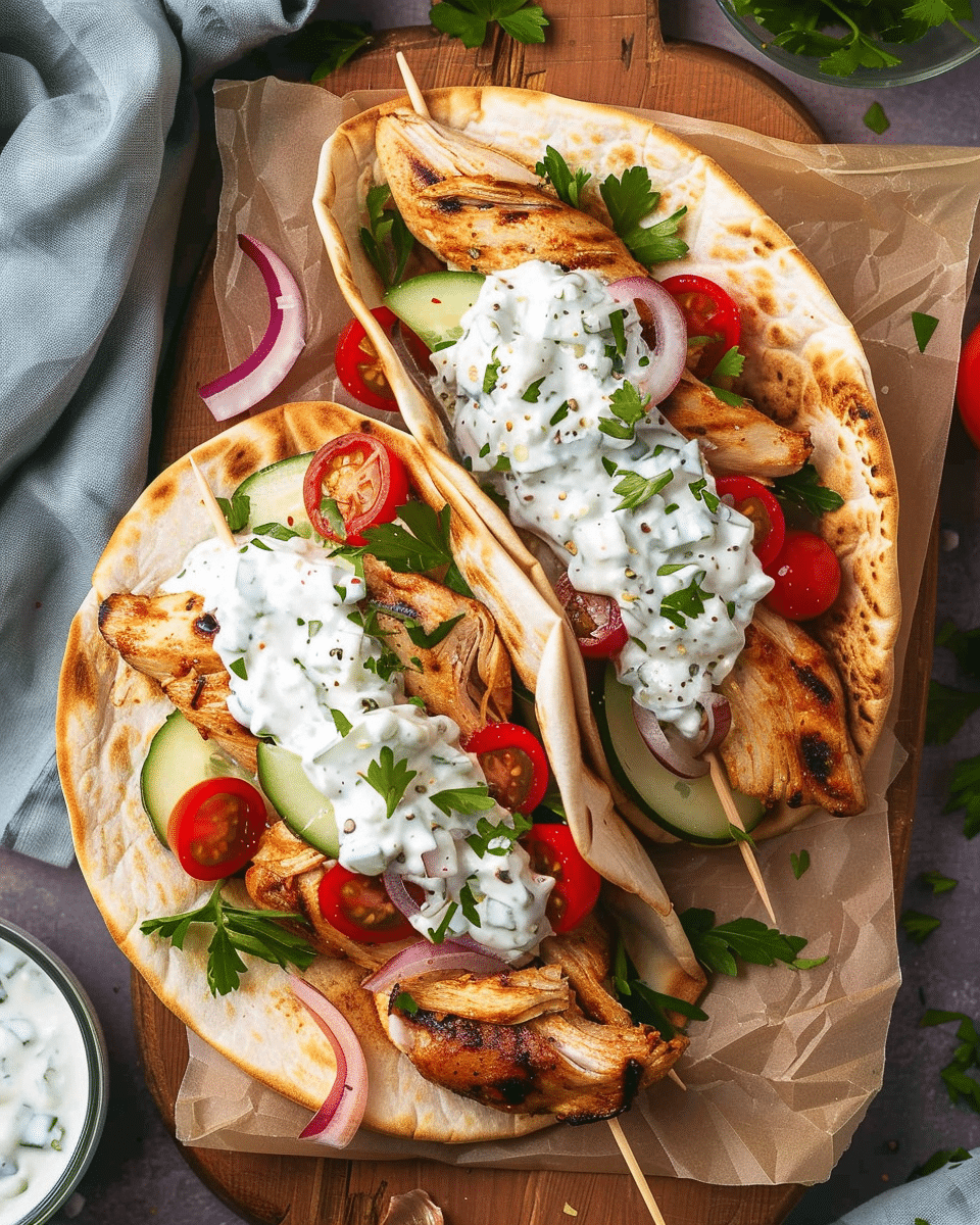 Chicken Gyros with Homemade Tzatziki Sauce