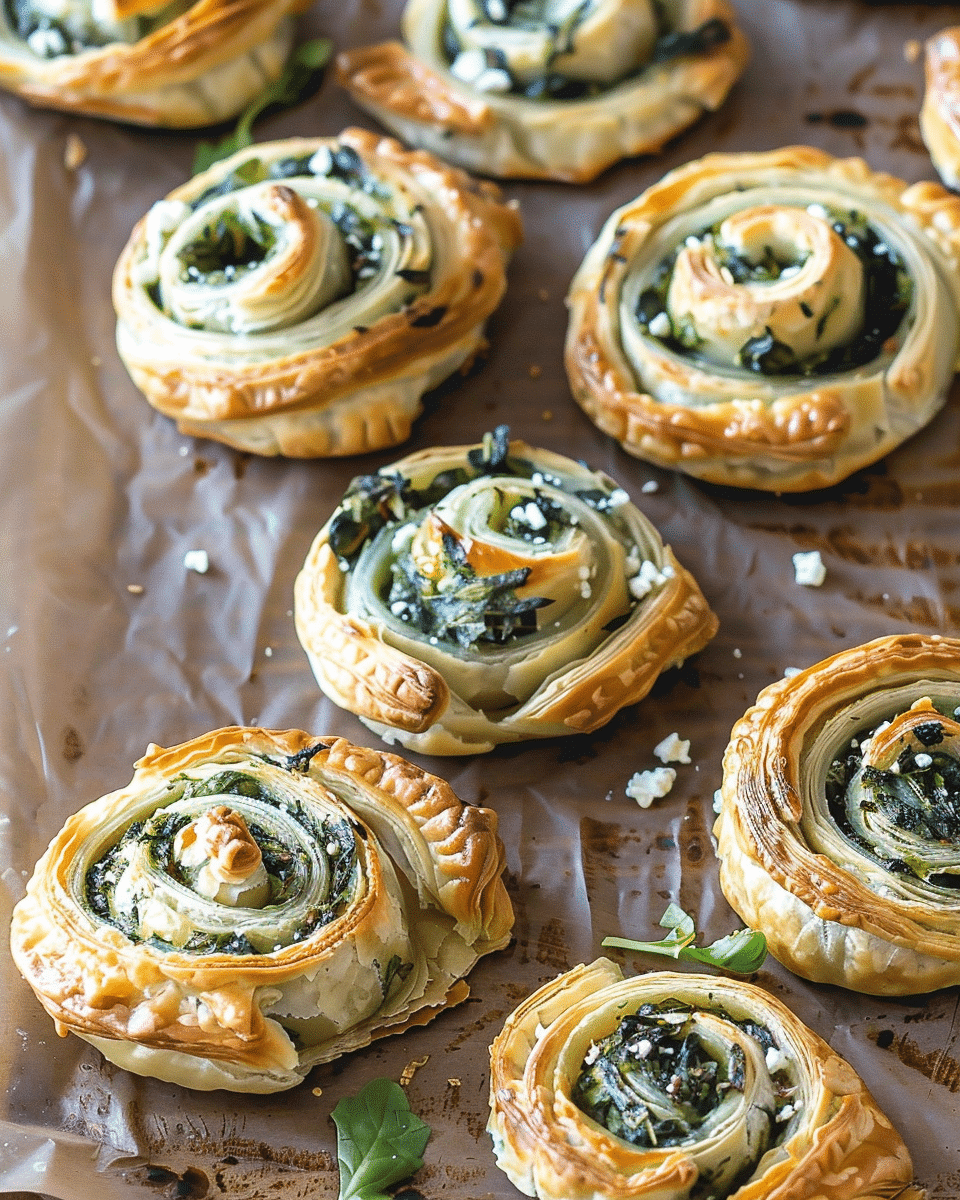 Spinach Feta Puff Pastry Spirals