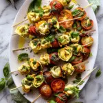 Antipasto Tortellini Skewers with Lemon Basil Vinaigrette