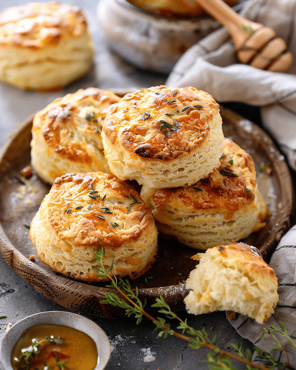 Homemade Honey Butter Cheddar Biscuits