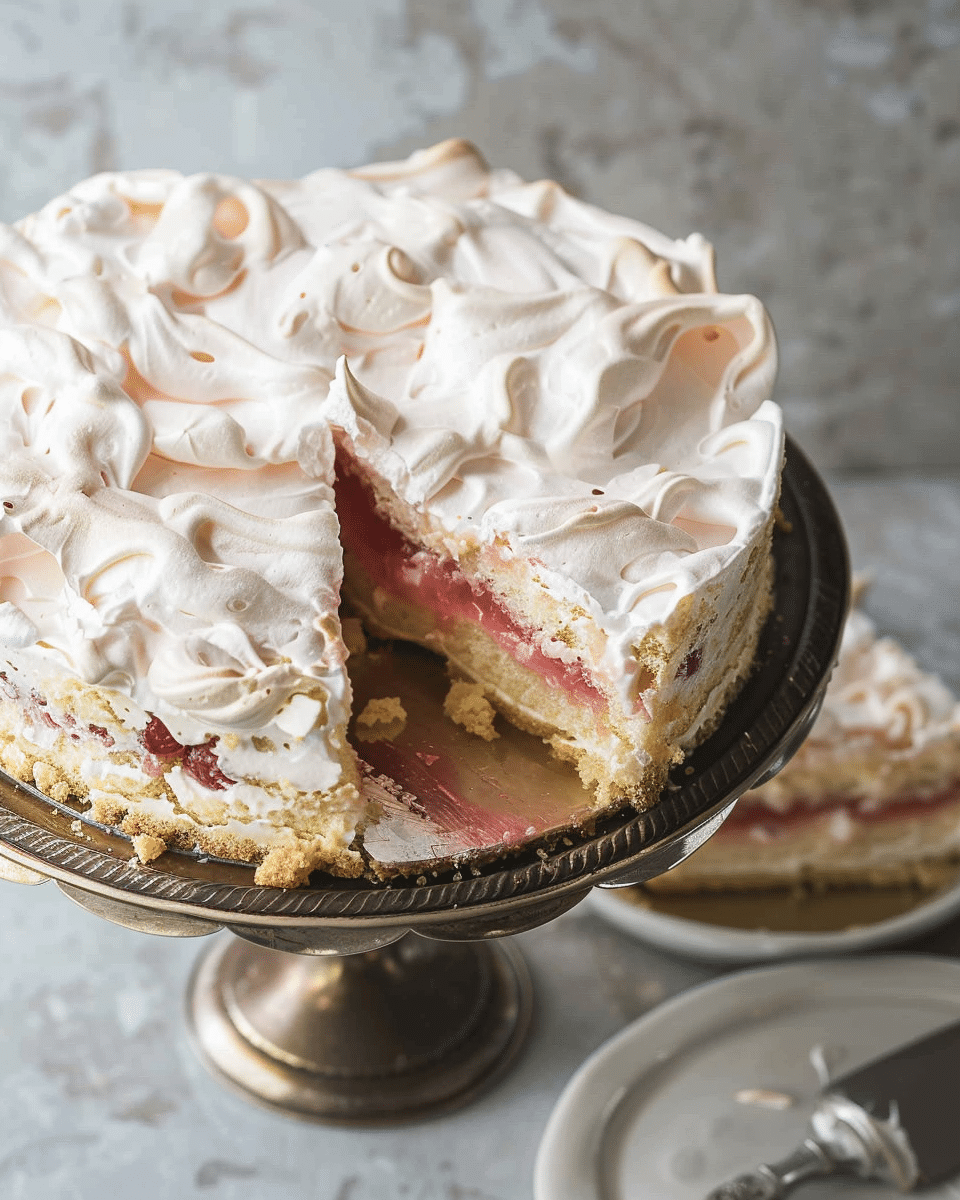 Rhubarb Meringue Cake