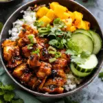 Chili Crisp Chicken Mango Cucumber Rice Bowl