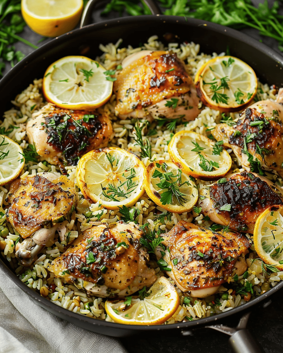 One Pan Greek Lemon Chicken and Rice