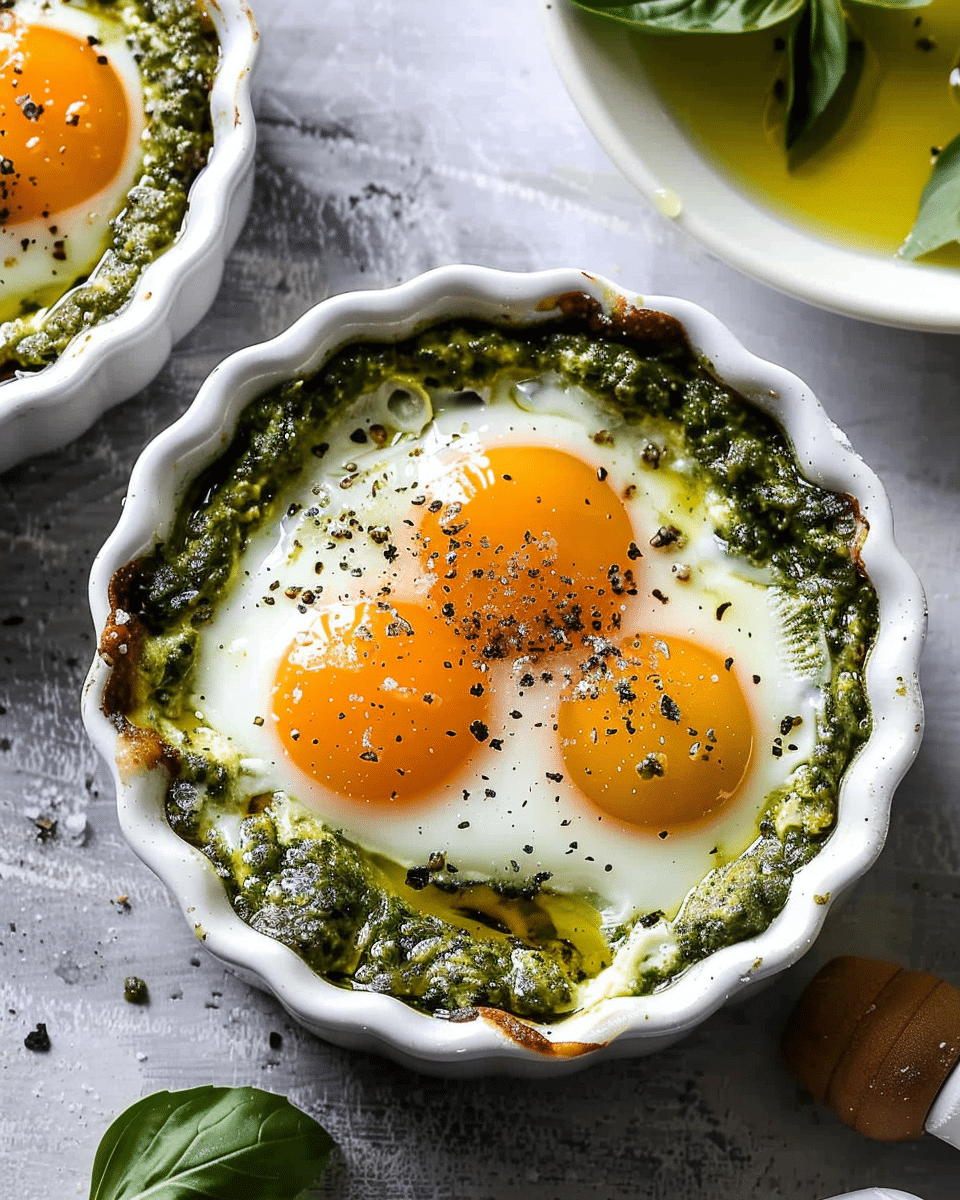 Pesto Baked Eggs