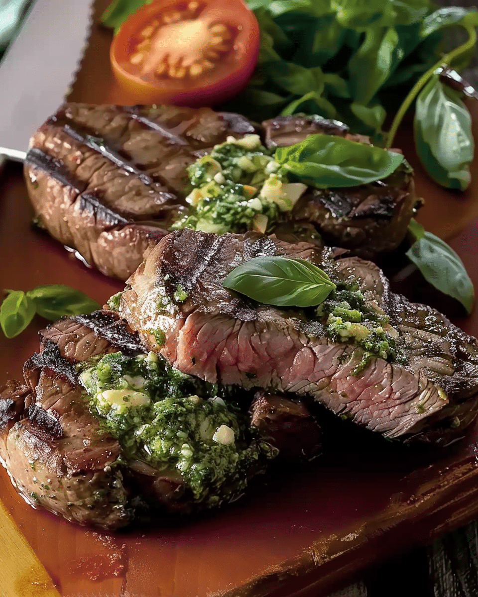 Grilled Pesto-Stuffed Steaks