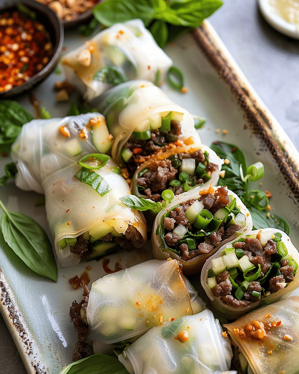 20 Minute Thai Basil Beef Rolls
