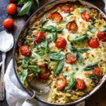 One Pan Caprese Pesto Orzo Bake