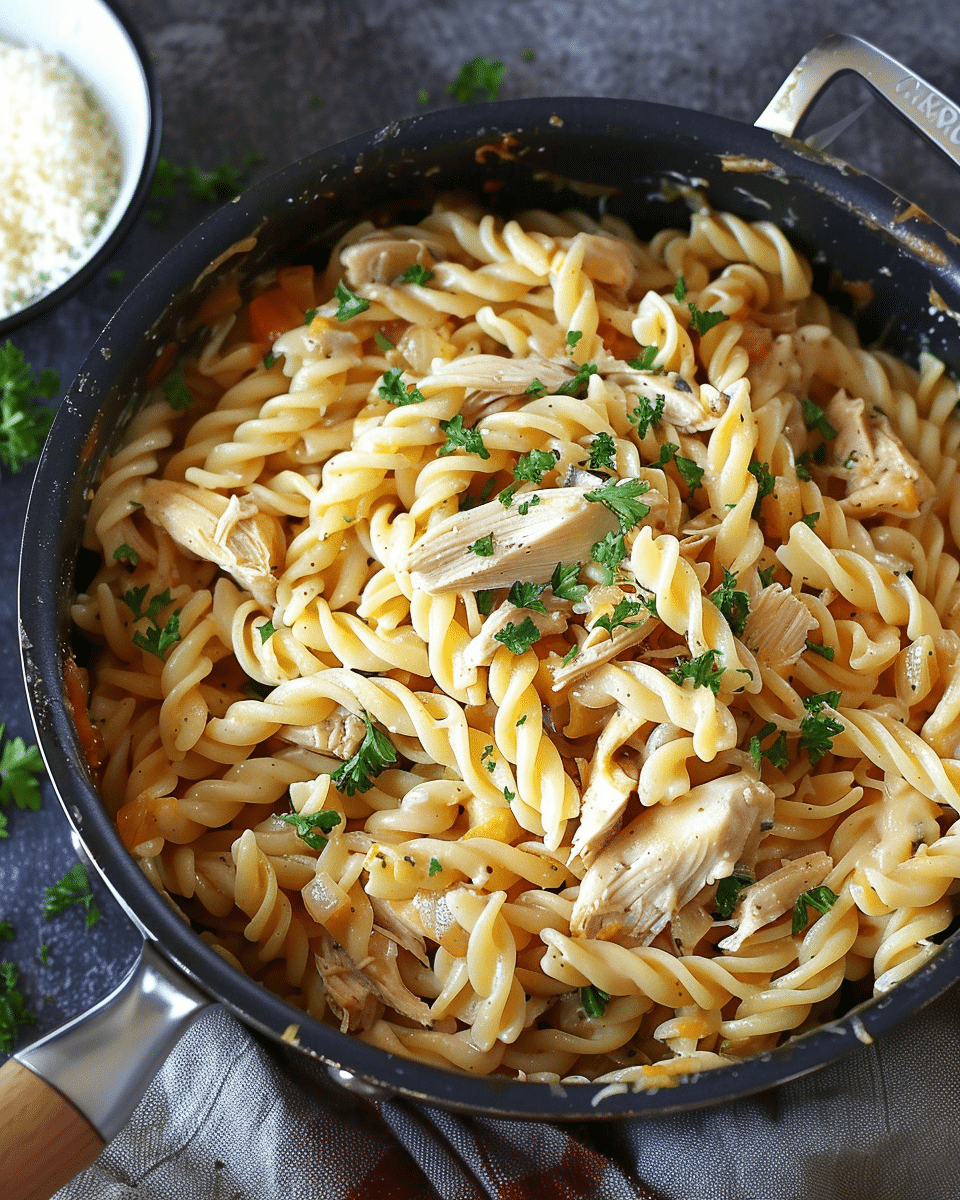 One-Pot Leftover Roast Chicken Pasta