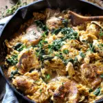 Skillet Spinach and Artichoke Chicken Orzo