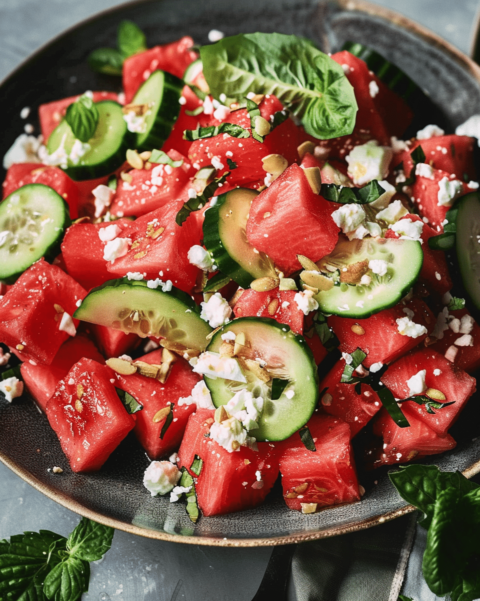 Watermelon Vegan Feta Salad