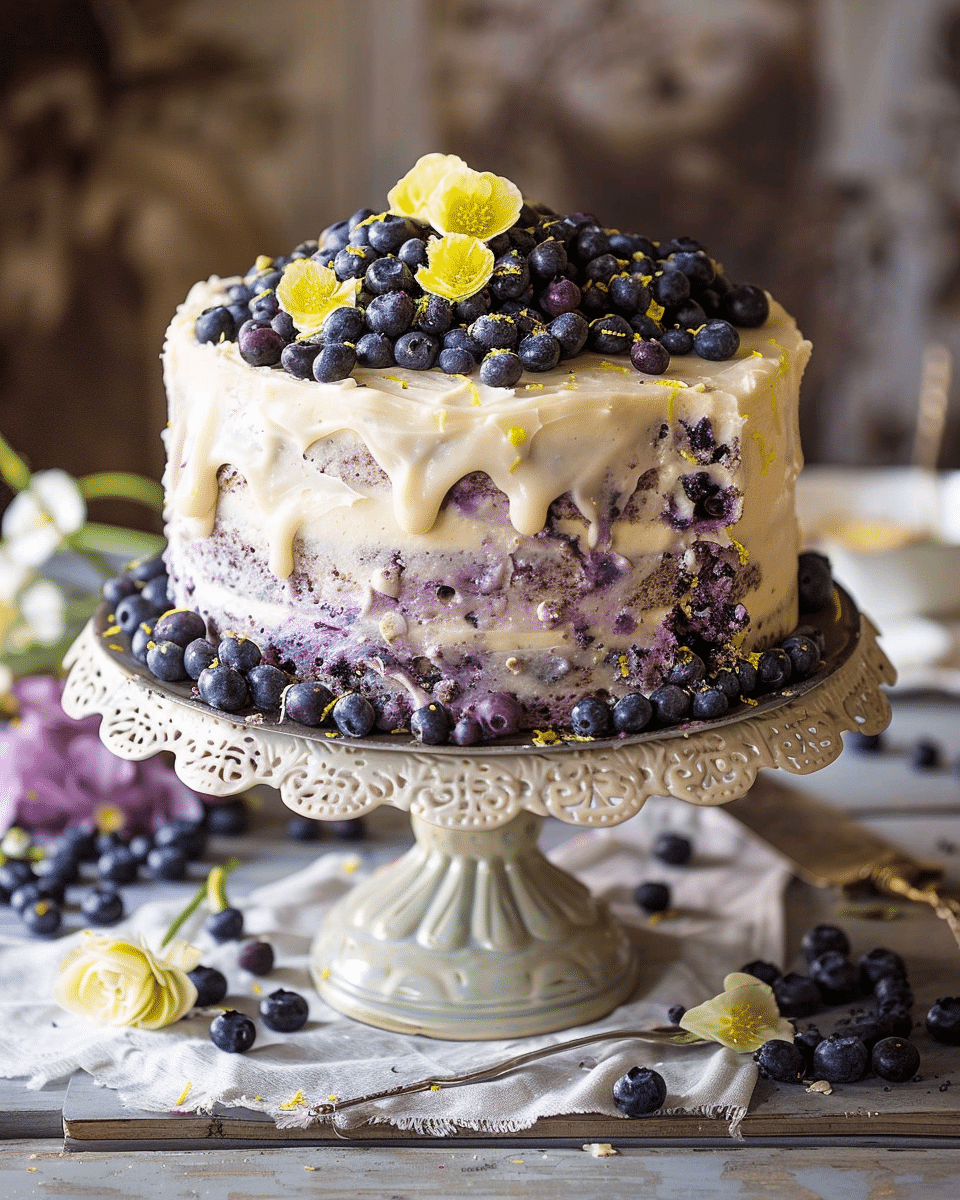 Bursting Blueberry Lemon Layer Cake