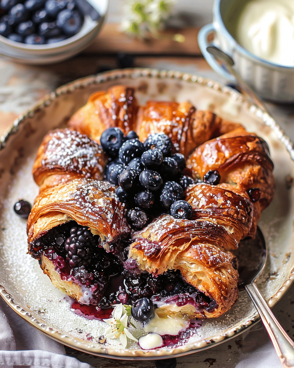 Blueberry Croissant French Toast Bake