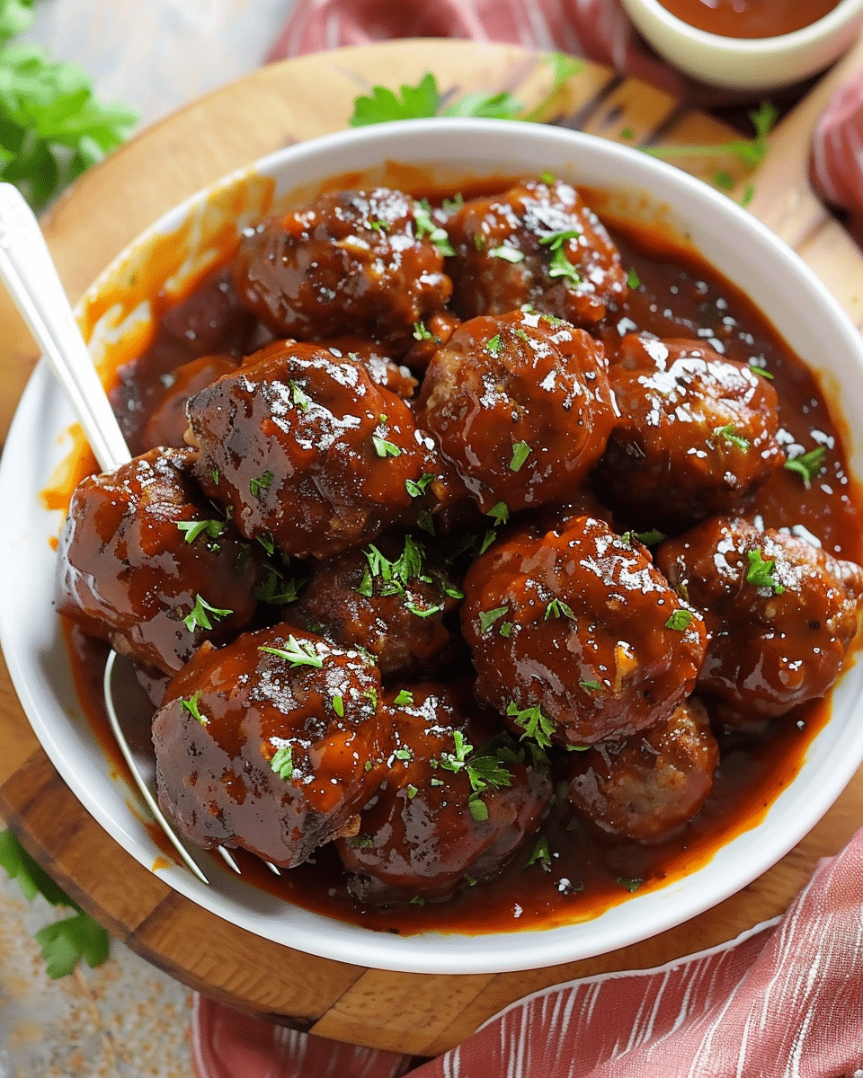 Juicy Homemade Barbeque Meatballs Slow Cooker