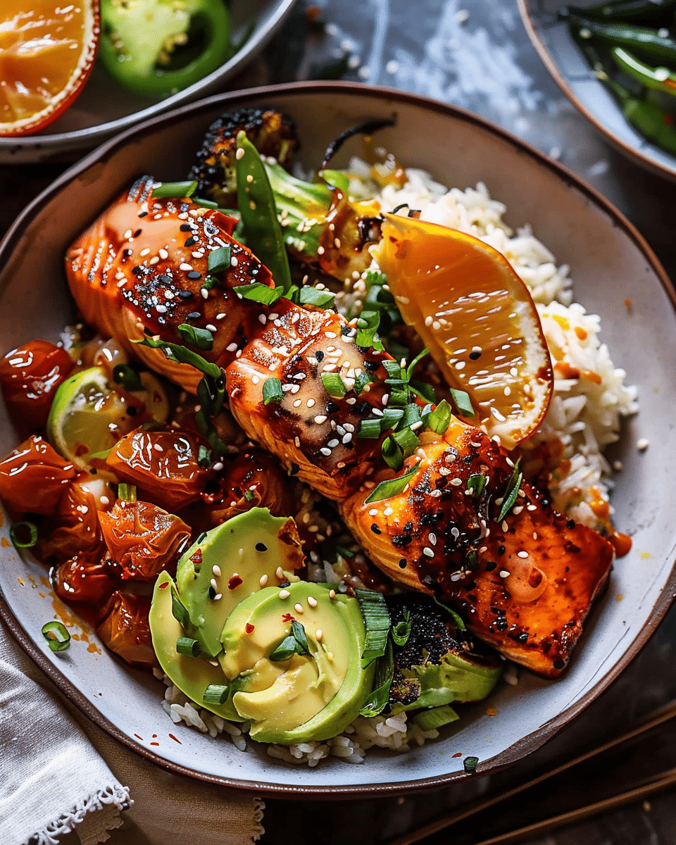 Chili Honey Garlic Salmon Bowls
