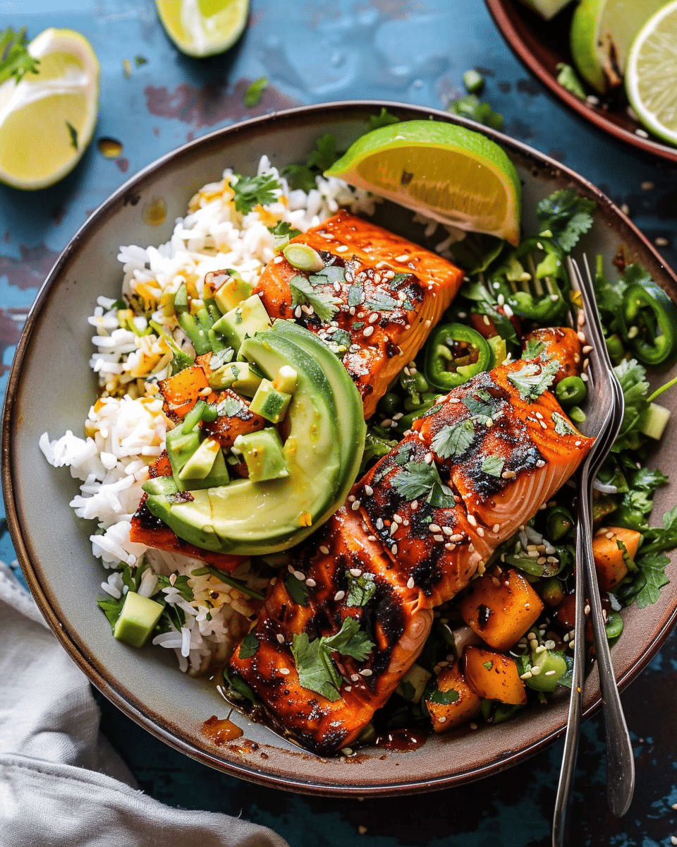 Spicy Chipotle Honey Salmon Bowls