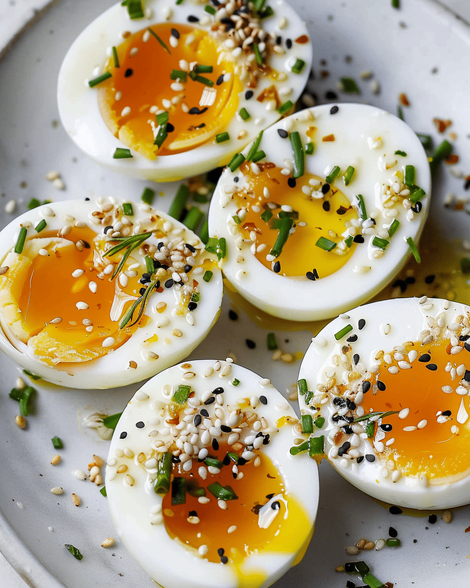 Jammy Eggs with Toasted Sesame Oil